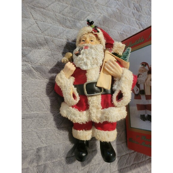 1993 THC Fabric Mache Santa Claus Figurine 11" with Box Christmas Decoration - Picture 3 of 10